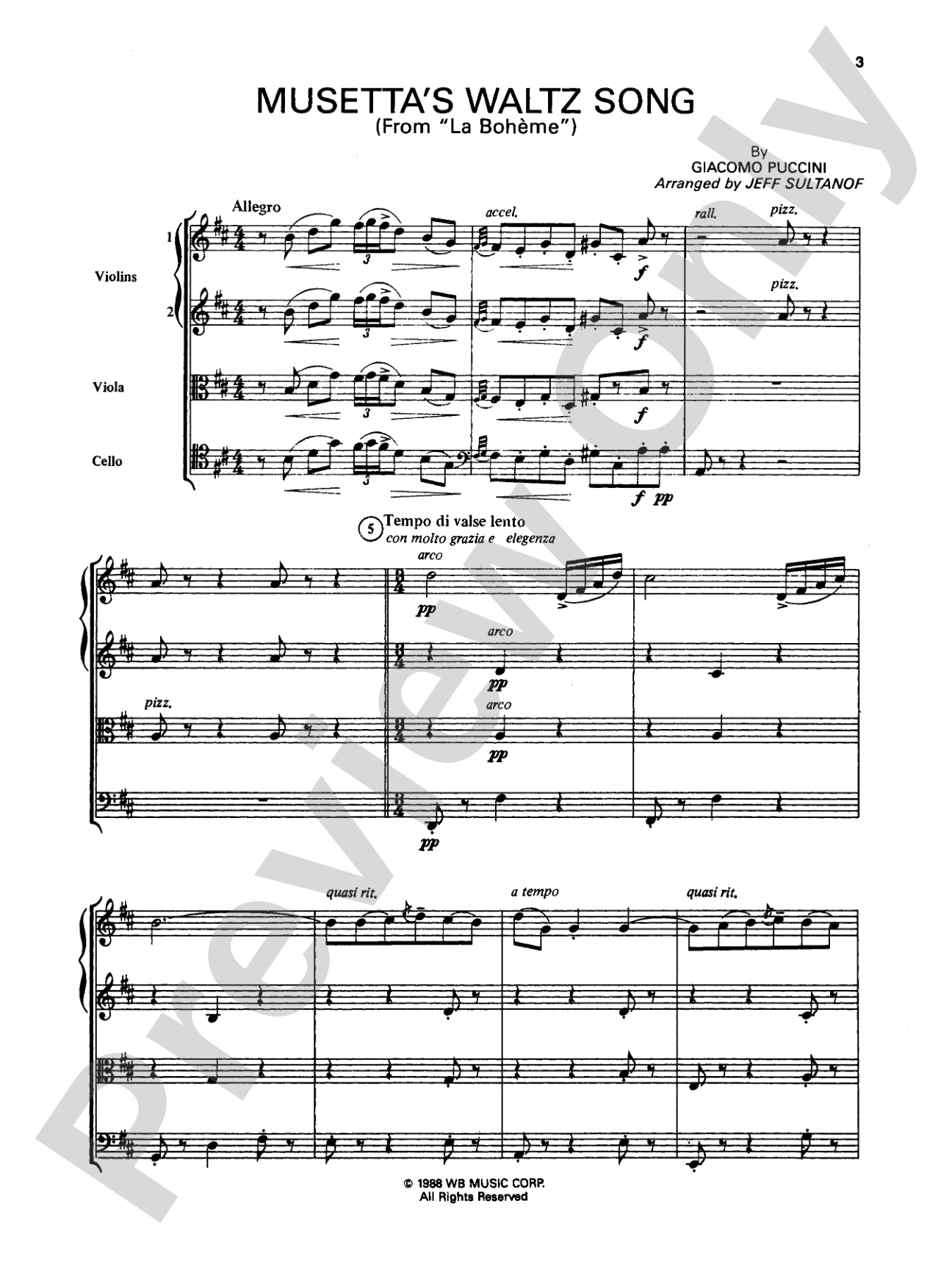 Great Classical Themes: String Quartet Full Score & Parts