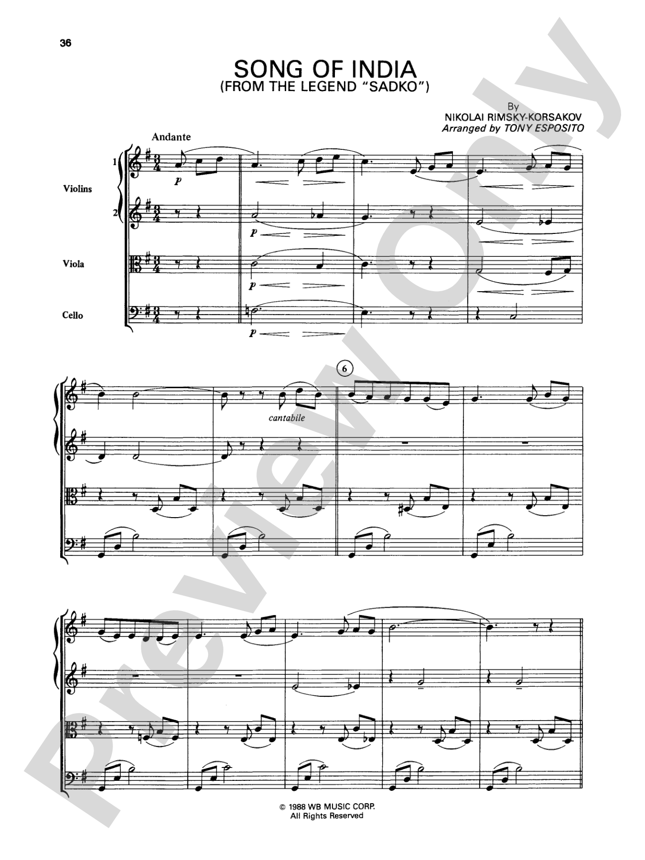 Great Classical Themes: String Quartet Full Score & Parts