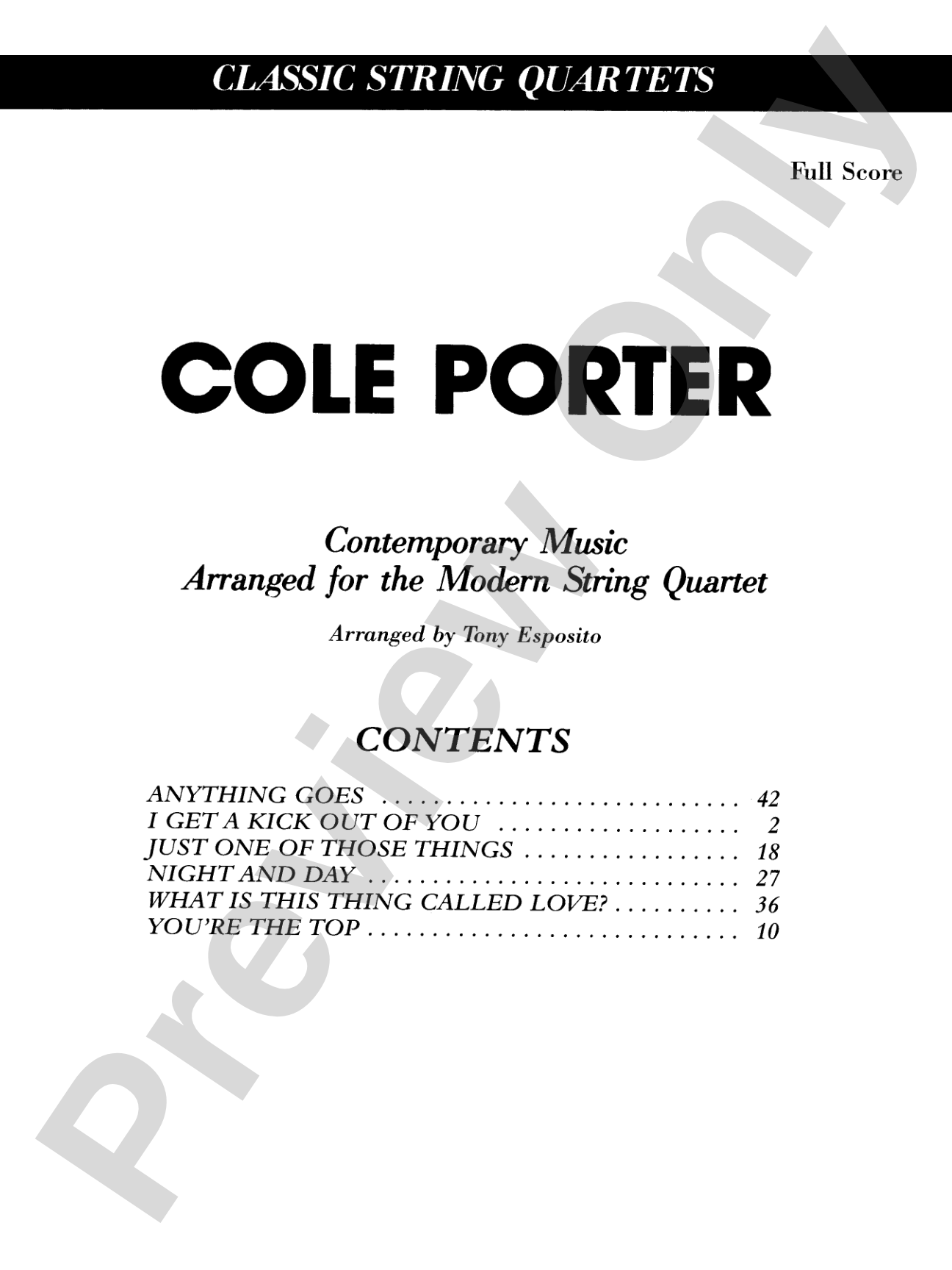 Cole Porter (Classic String Quartets): String Quartet