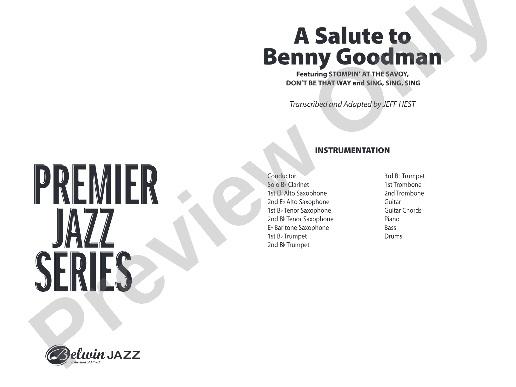 A Salute to Benny Goodman: Jazz Ensemble Conductor Score & Parts
