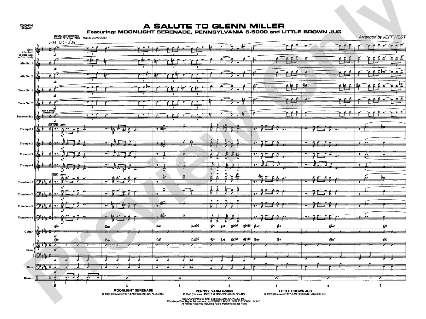 A Salute to Glenn Miller: Jazz Ensemble Conductor Score & Parts