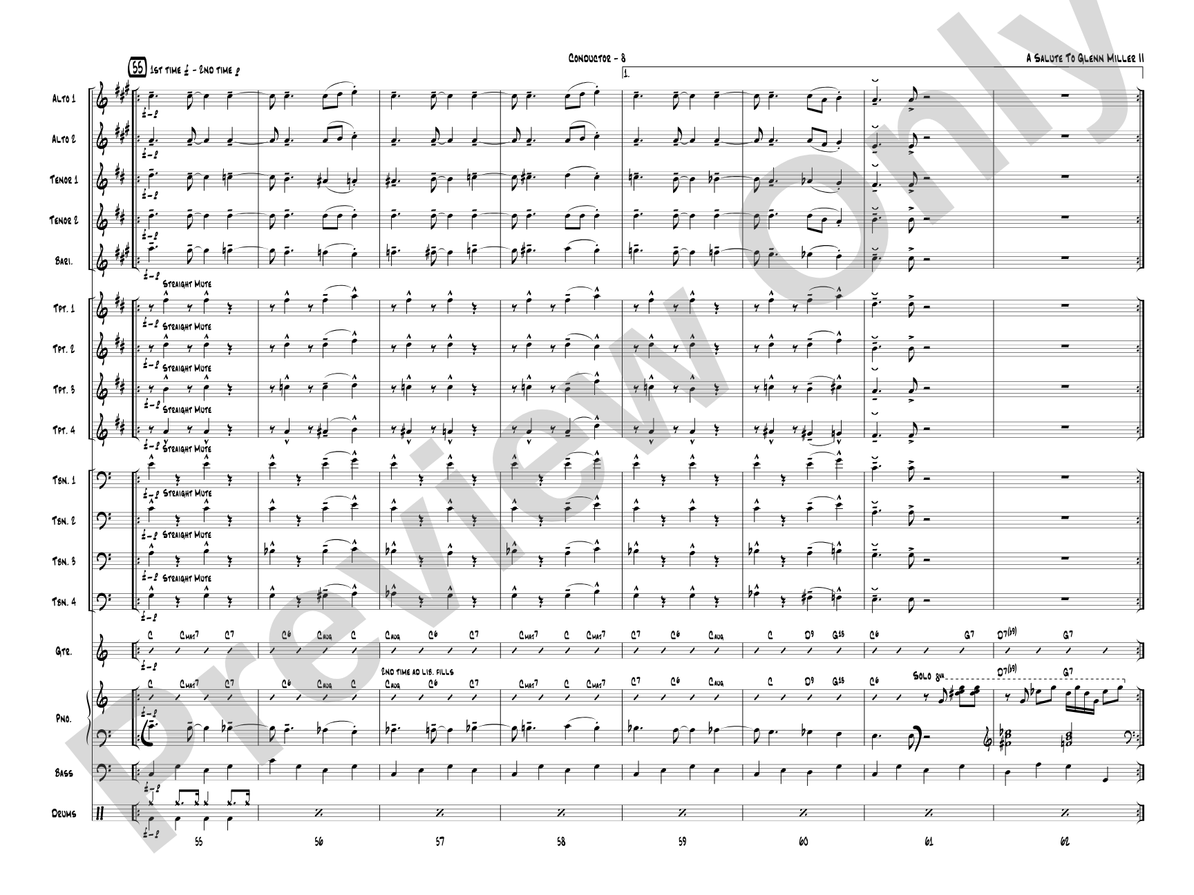 A Salute to Glenn Miller II: Jazz Ensemble Conductor Score & Parts