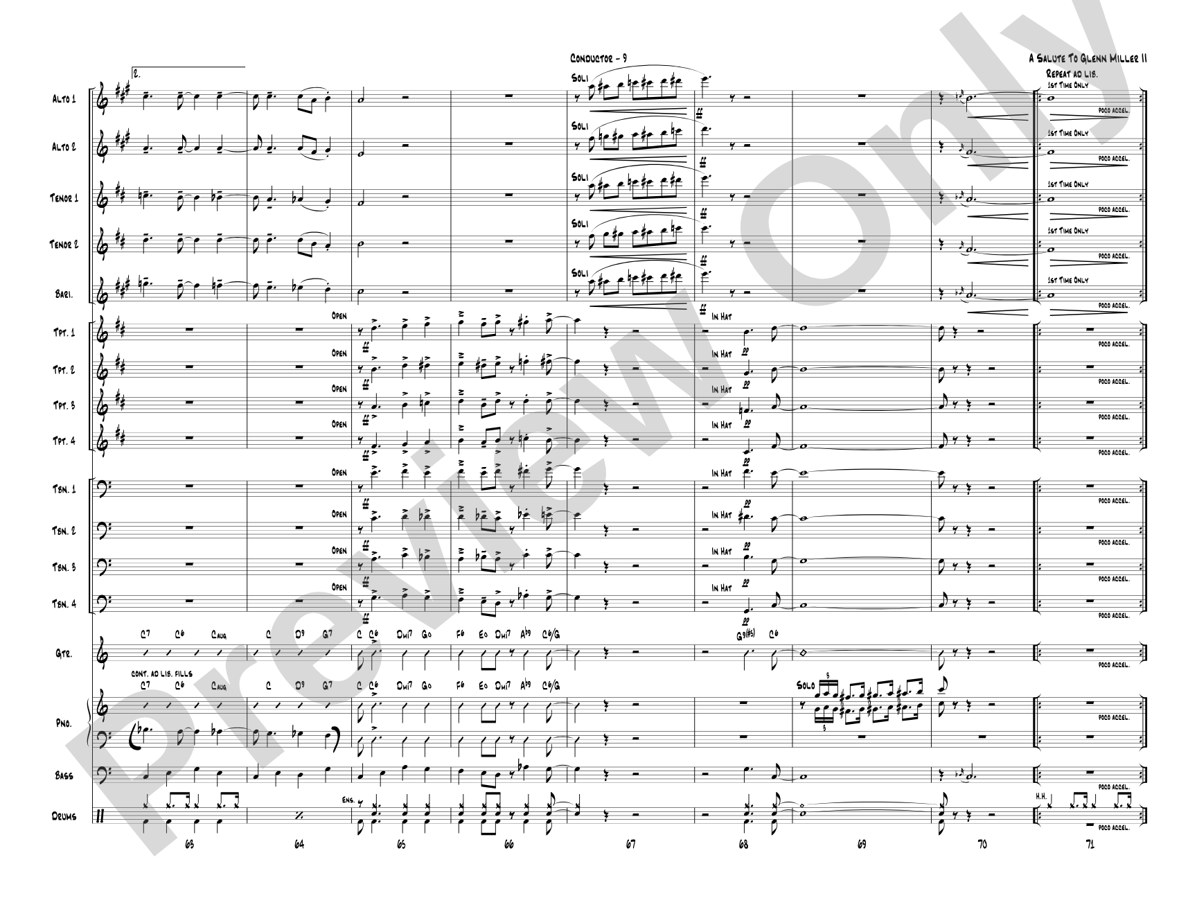 A Salute to Glenn Miller II: Jazz Ensemble Conductor Score & Parts