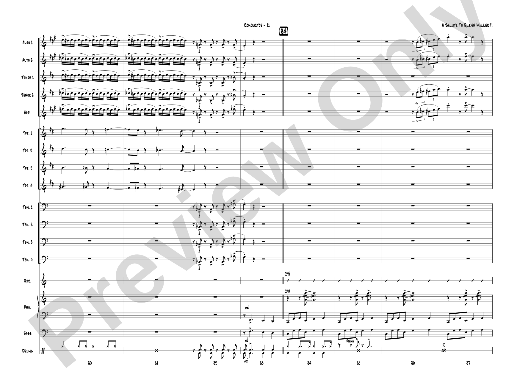 A Salute to Glenn Miller II: Jazz Ensemble Conductor Score & Parts