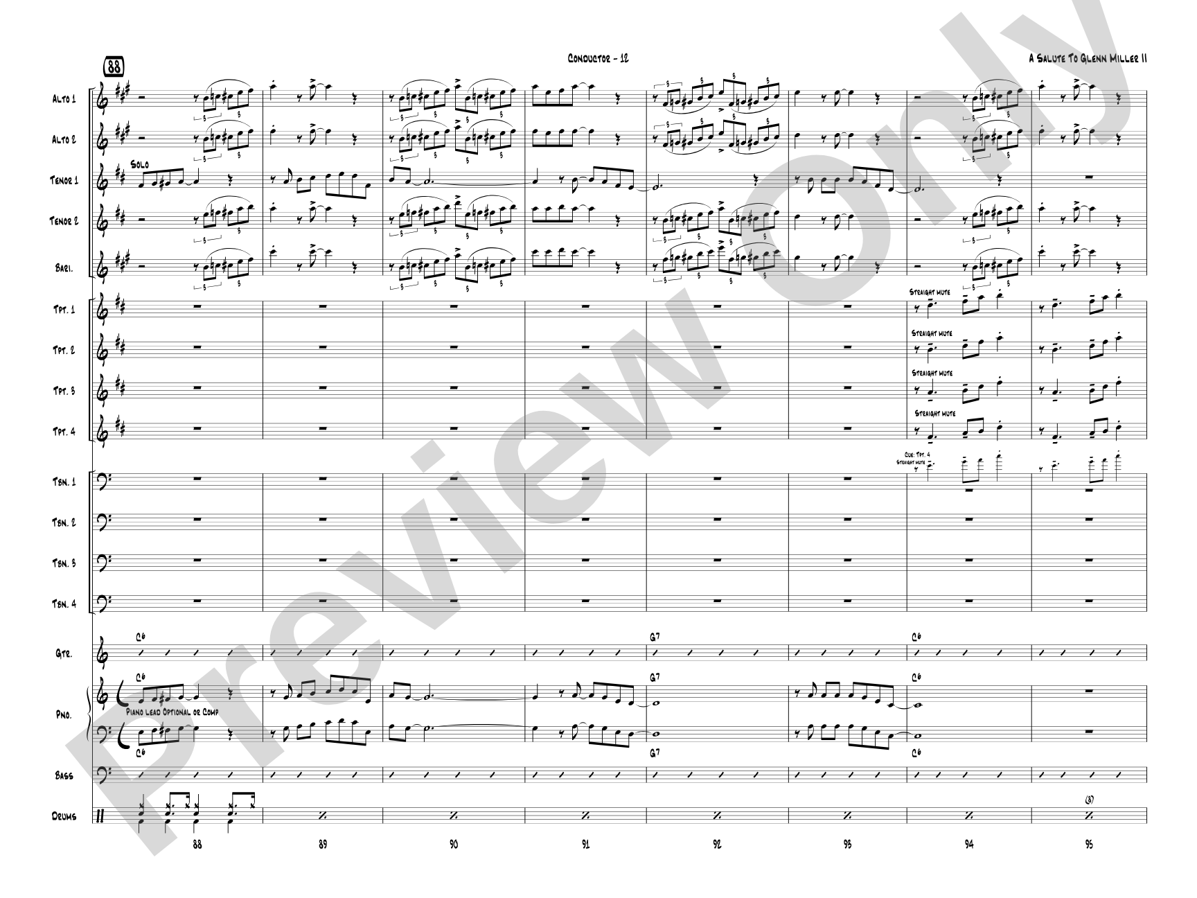 A Salute to Glenn Miller II: Jazz Ensemble Conductor Score & Parts