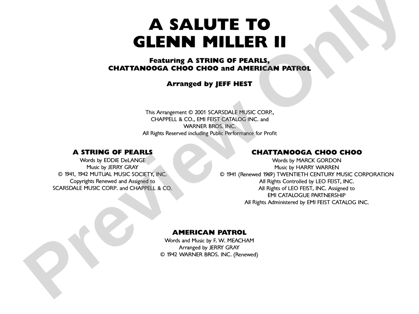 A Salute to Glenn Miller II: Jazz Ensemble Conductor Score & Parts