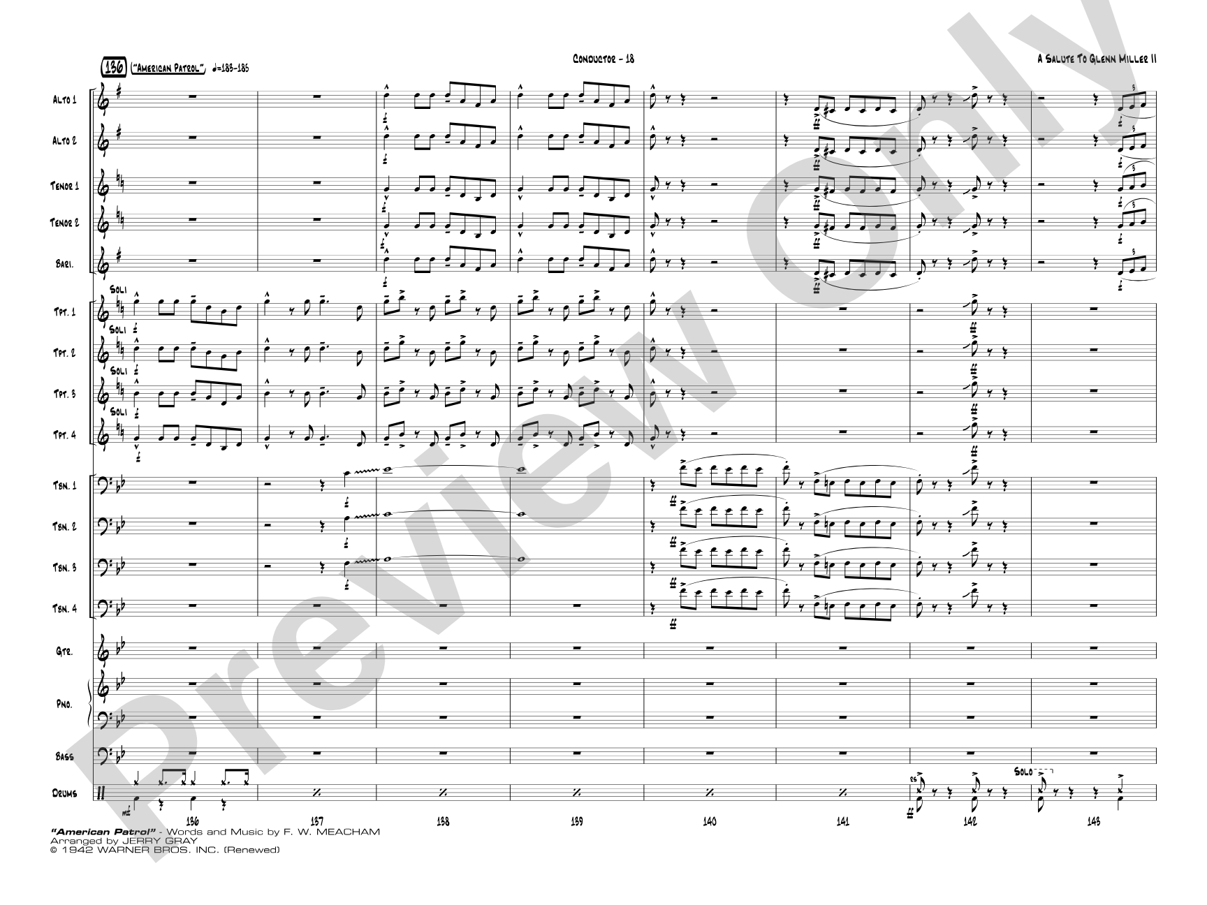 A Salute to Glenn Miller II: Jazz Ensemble Conductor Score & Parts