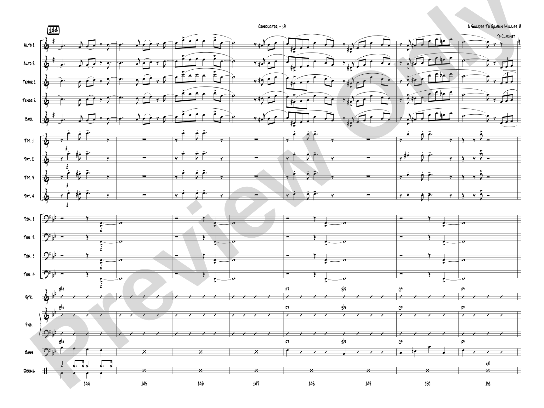 A Salute to Glenn Miller II: Jazz Ensemble Conductor Score & Parts