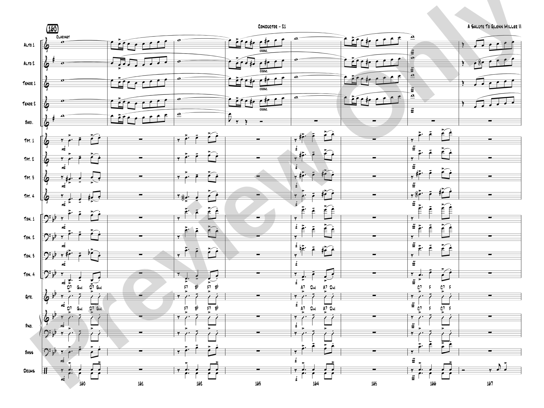 A Salute to Glenn Miller II: Jazz Ensemble Conductor Score & Parts