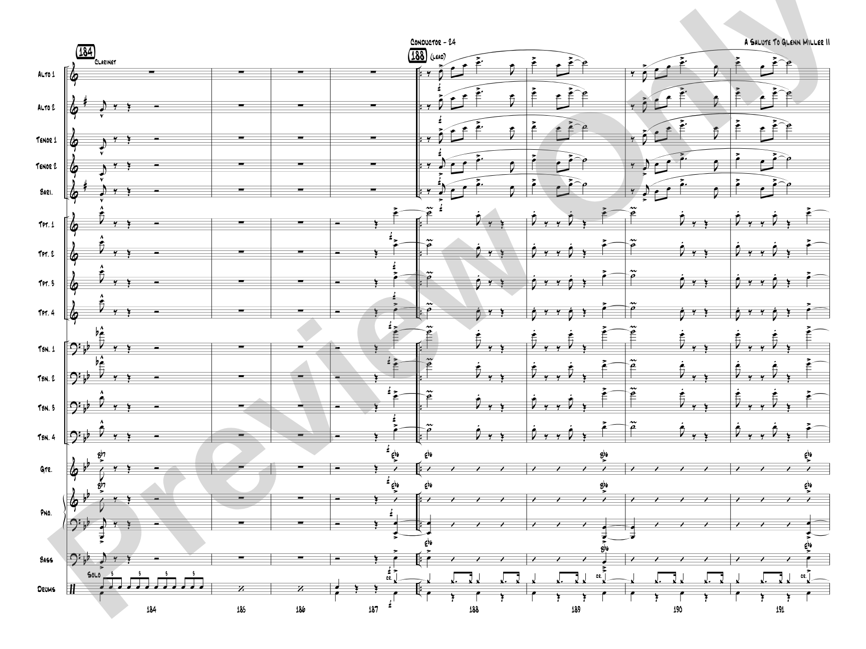 A Salute to Glenn Miller II: Jazz Ensemble Conductor Score & Parts