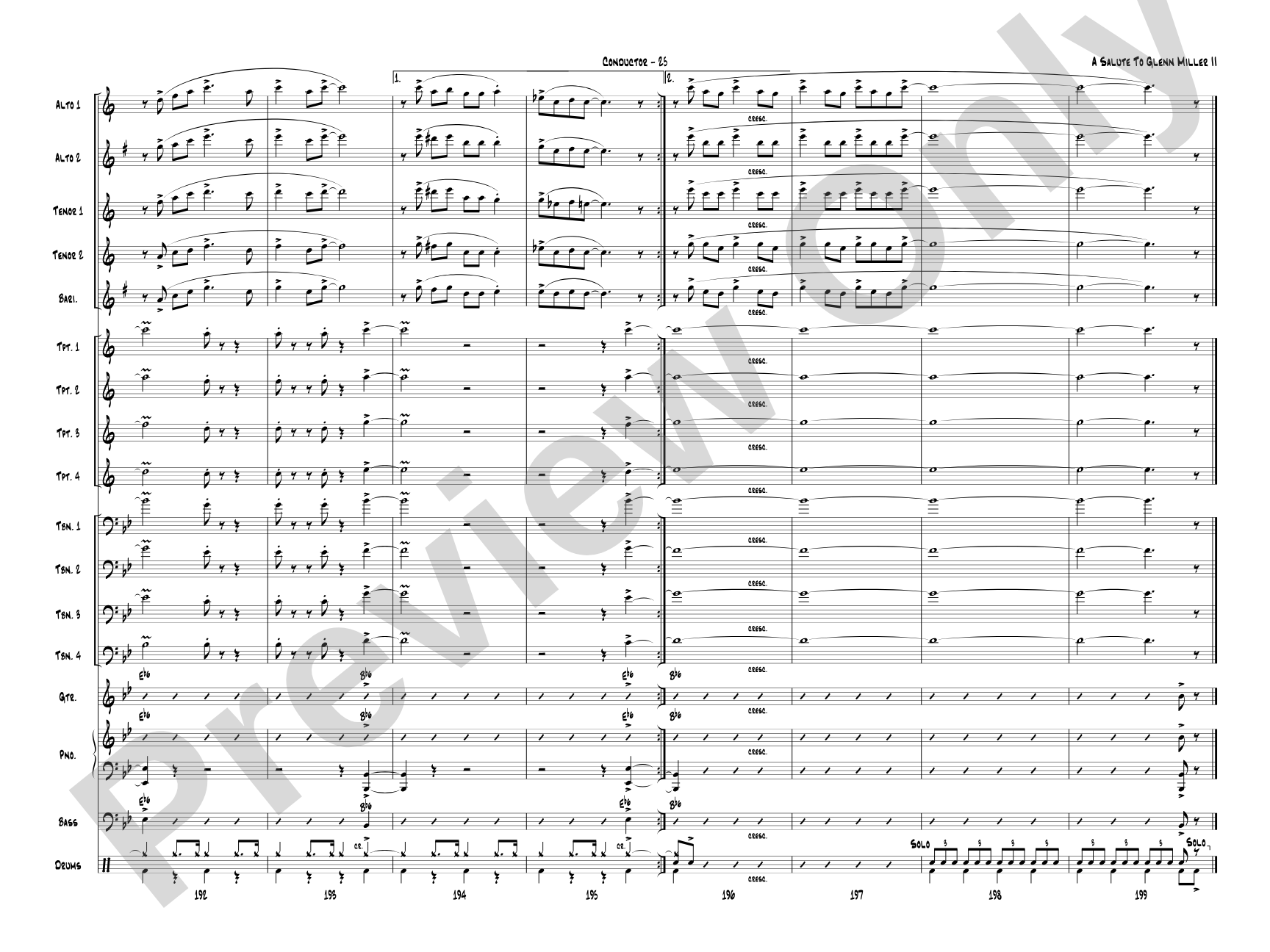 A Salute to Glenn Miller II: Jazz Ensemble Conductor Score & Parts