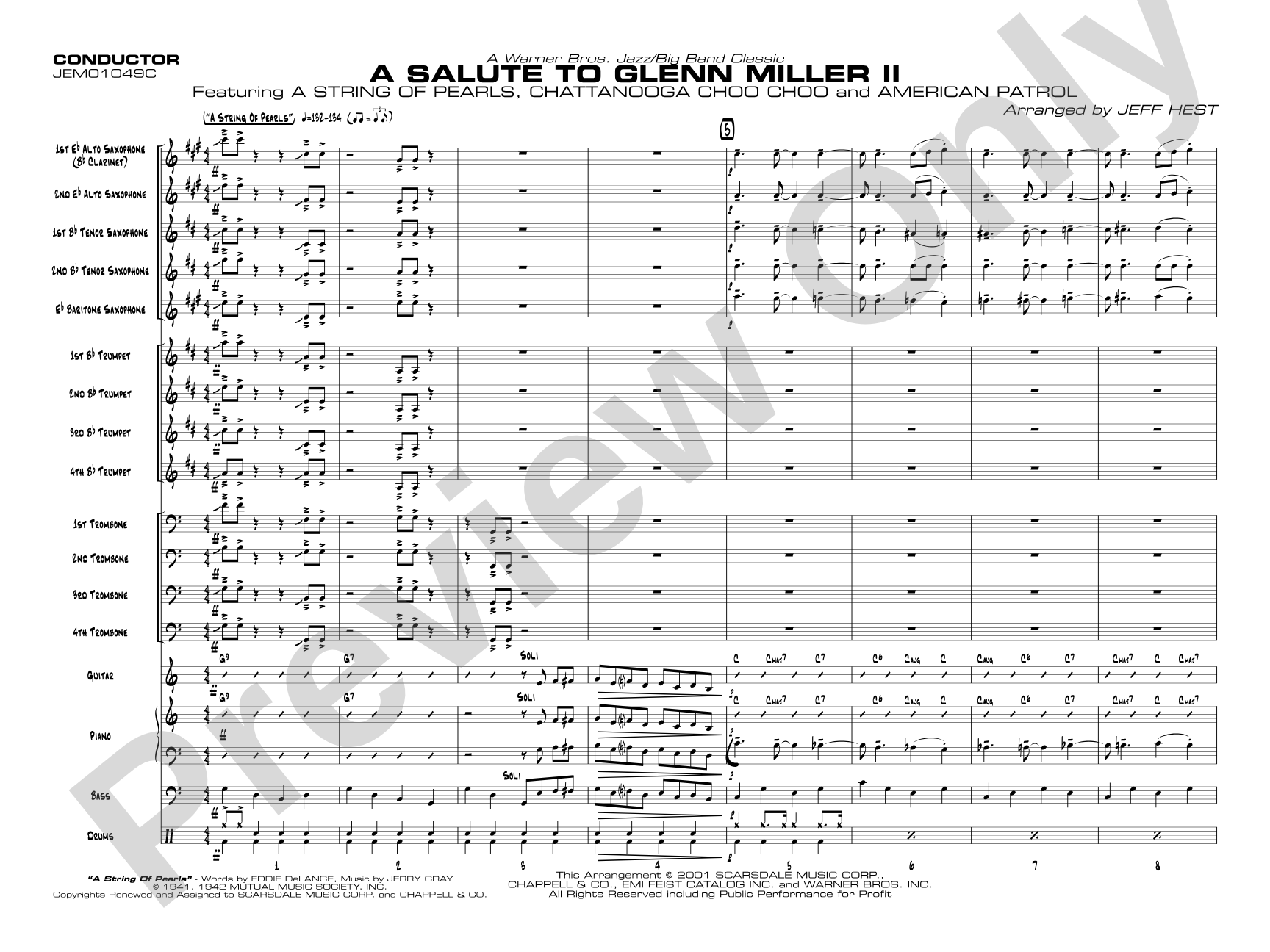 A Salute to Glenn Miller II: Jazz Ensemble Conductor Score & Parts