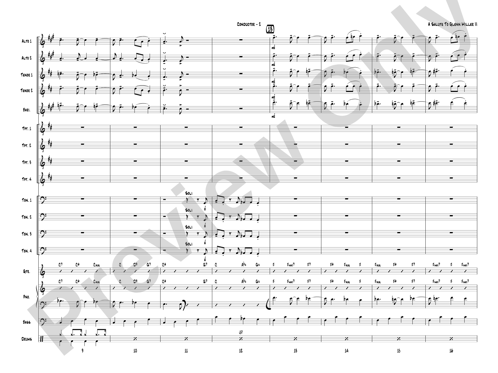 A Salute to Glenn Miller II: Jazz Ensemble Conductor Score & Parts