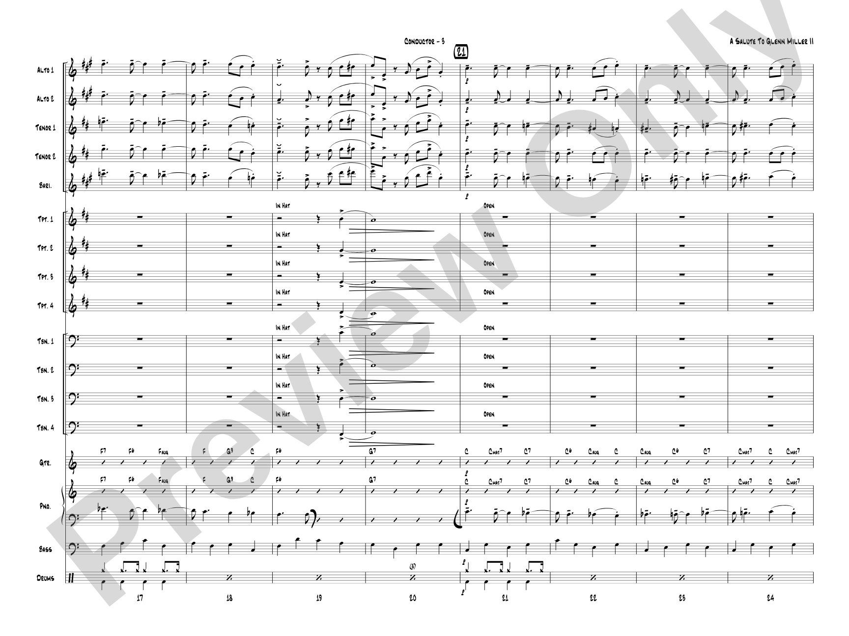 A Salute to Glenn Miller II: Jazz Ensemble Conductor Score & Parts