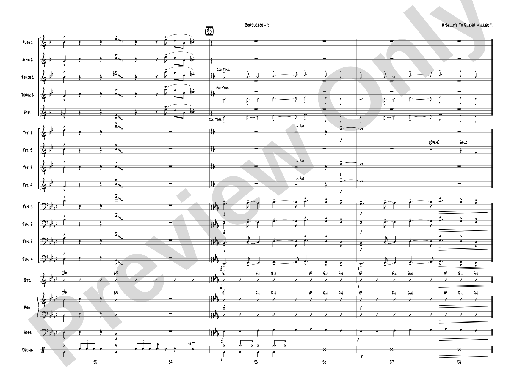 A Salute to Glenn Miller II: Jazz Ensemble Conductor Score & Parts