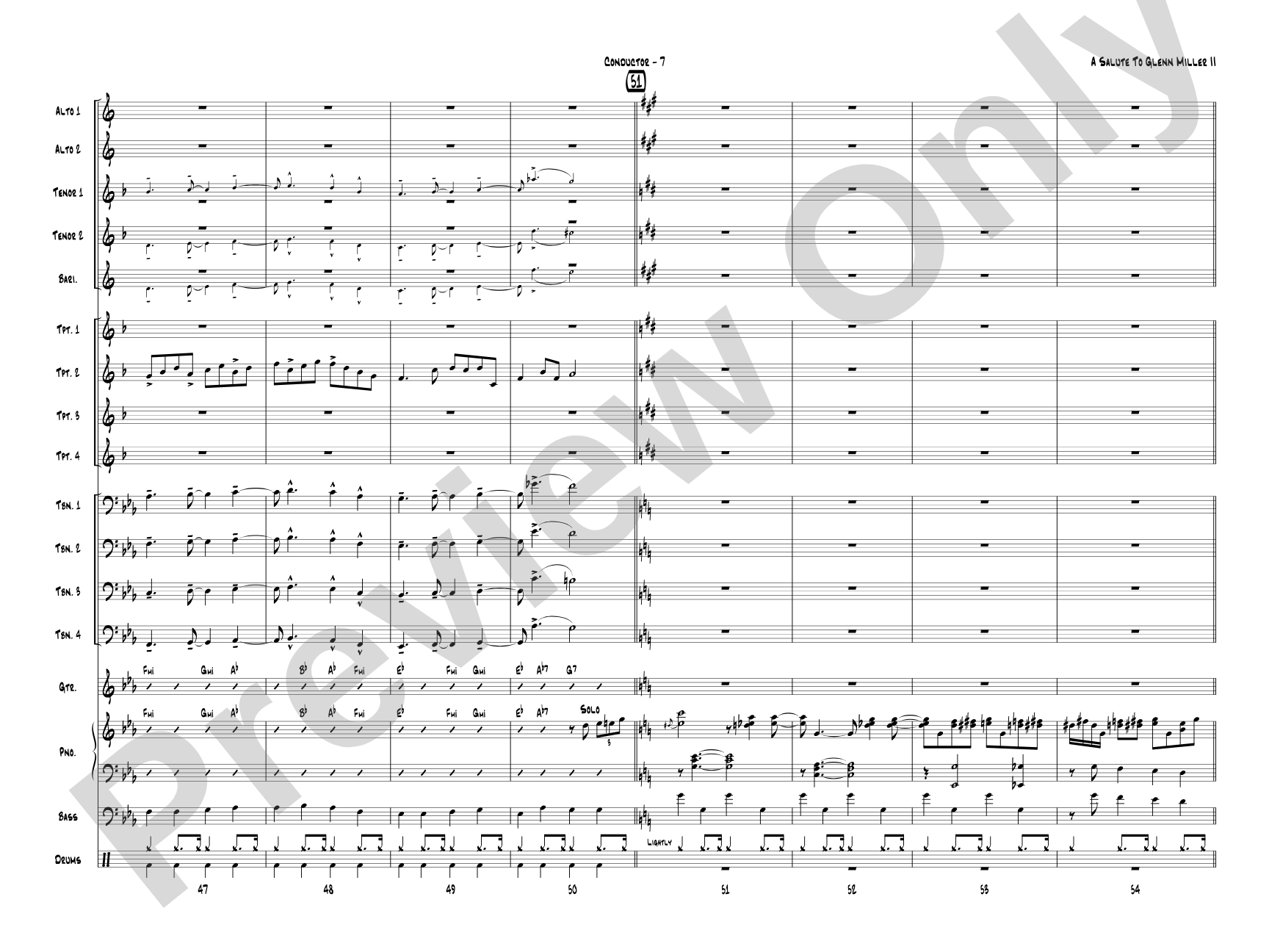 A Salute to Glenn Miller II: Jazz Ensemble Conductor Score & Parts