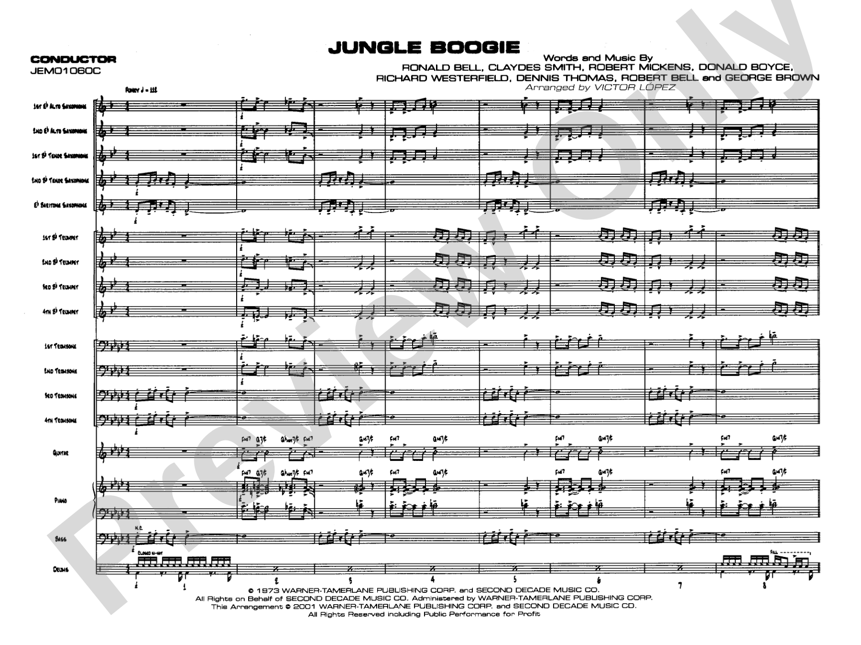 Jungle Boogie: Jazz Ensemble Conductor Score & Parts