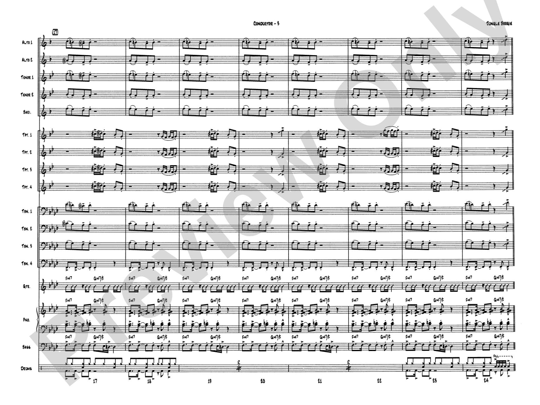 Jungle Boogie: Jazz Ensemble Conductor Score & Parts