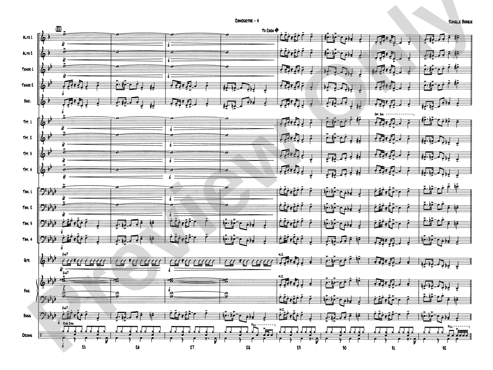 Jungle Boogie: Jazz Ensemble Conductor Score & Parts