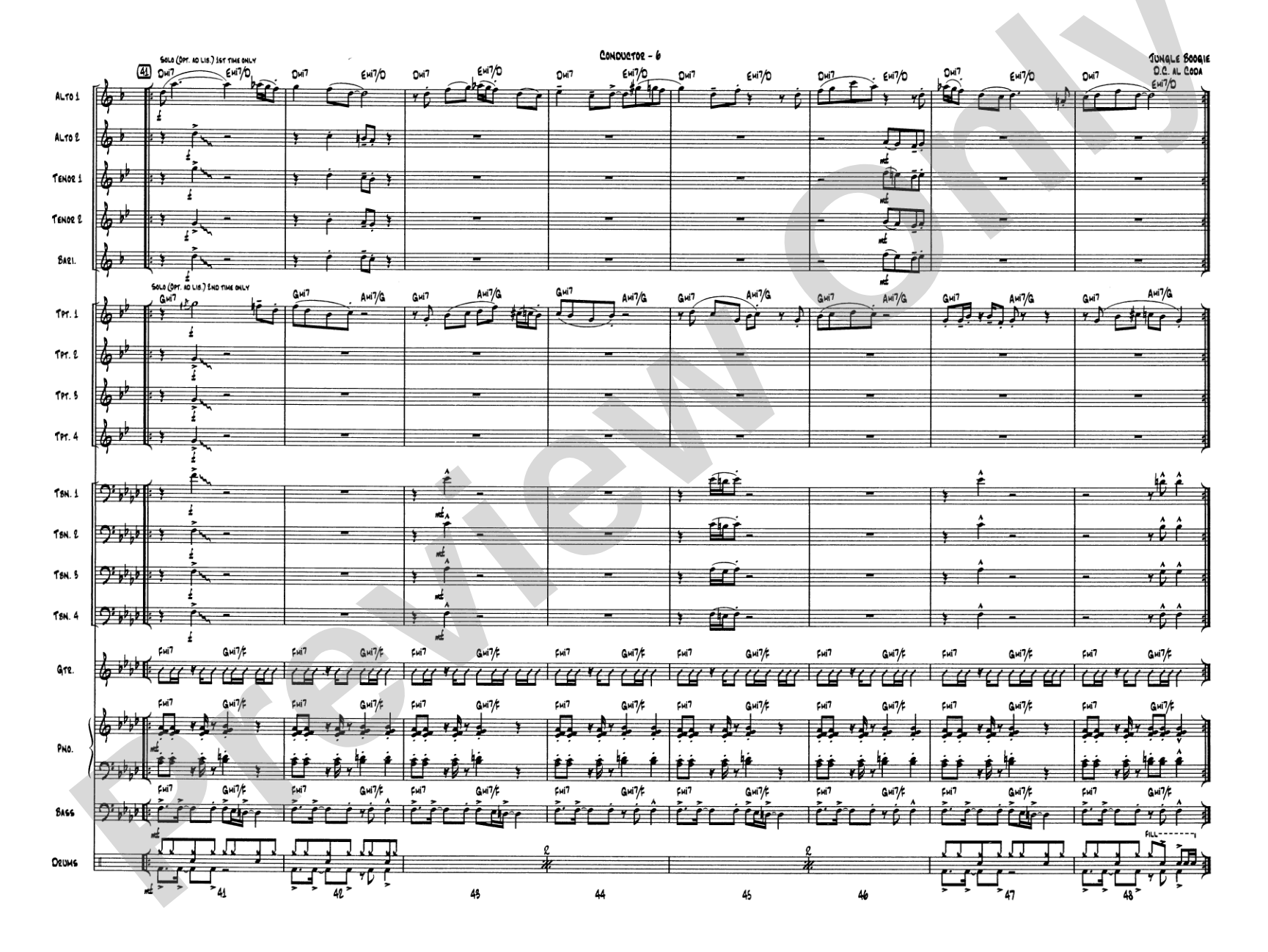 Jungle Boogie: Jazz Ensemble Conductor Score & Parts