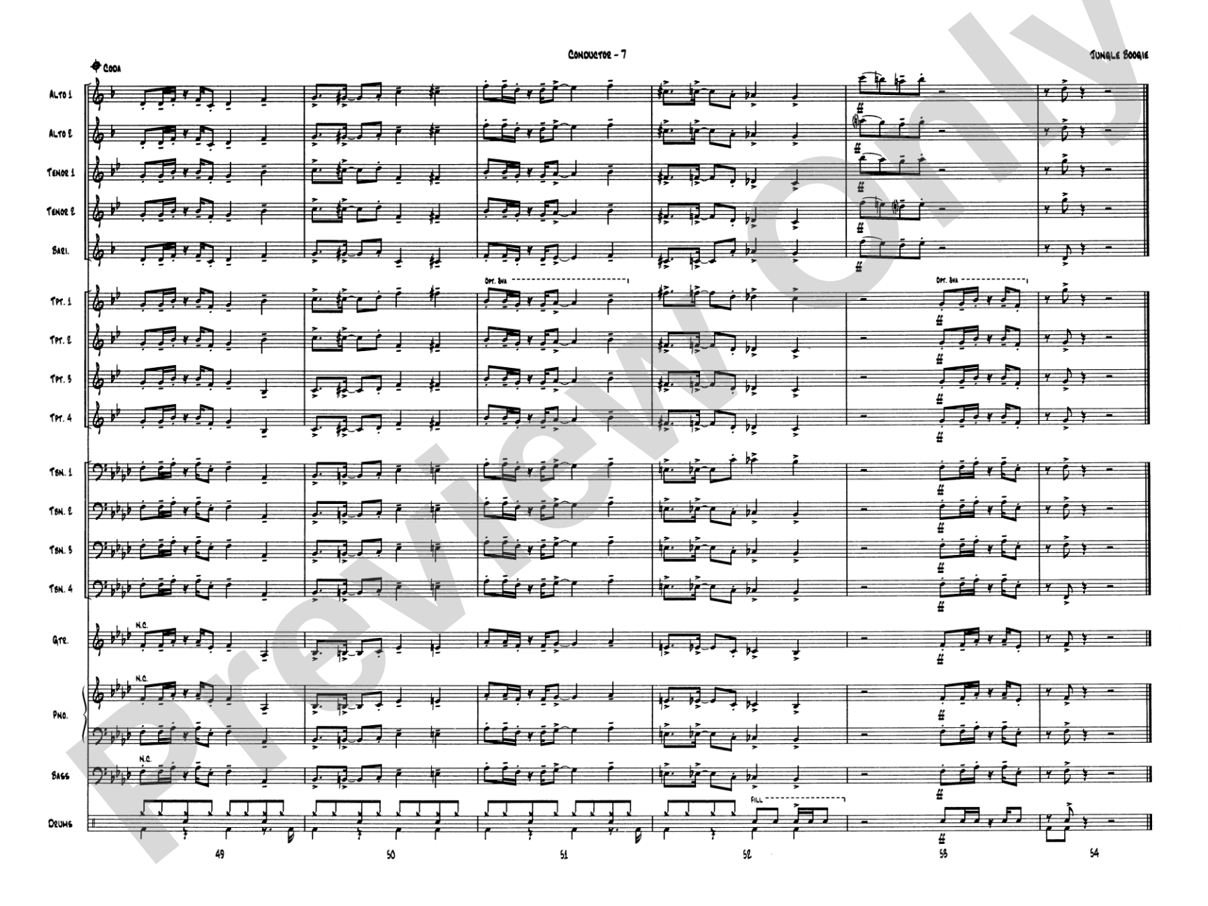 Jungle Boogie: Jazz Ensemble Conductor Score & Parts