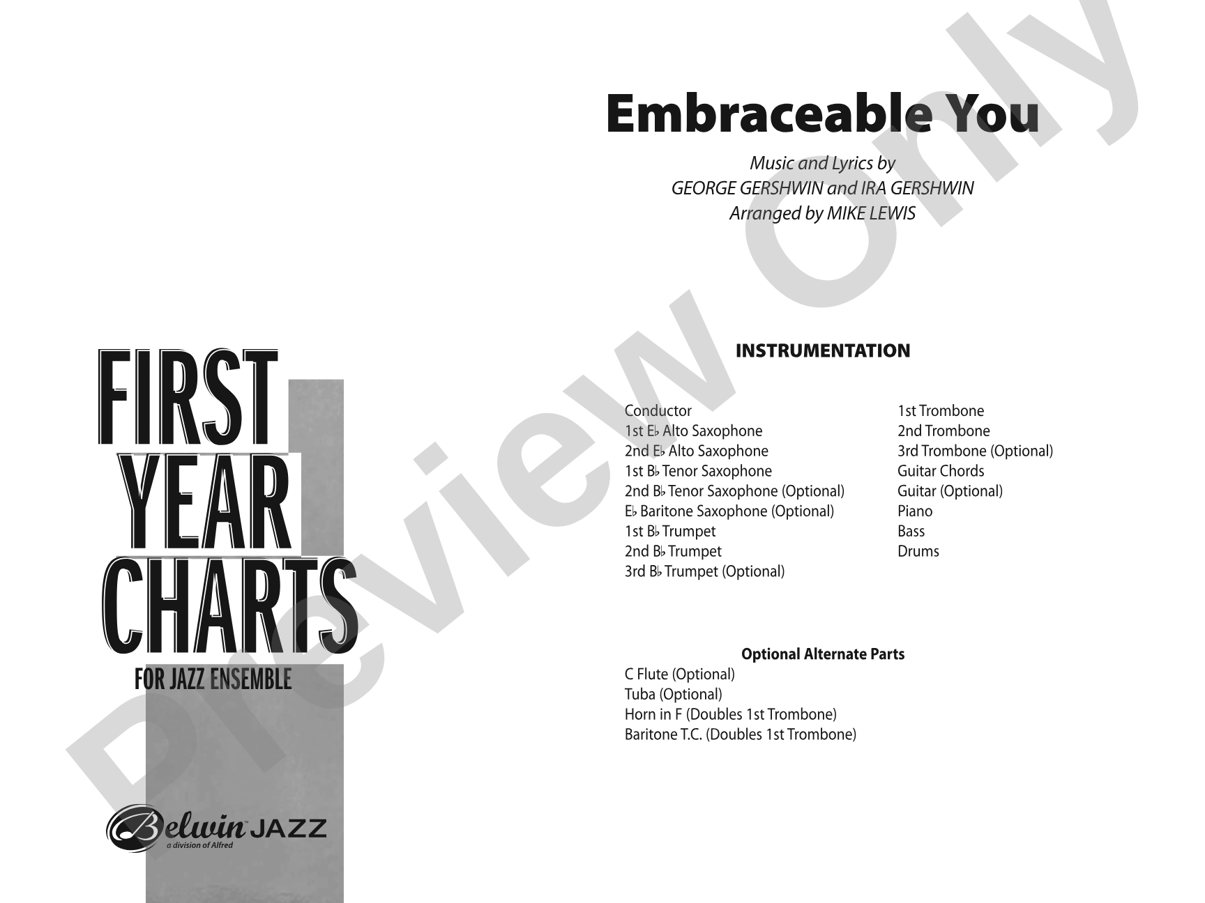 Embraceable You: Jazz Ensemble Conductor Score & Parts
