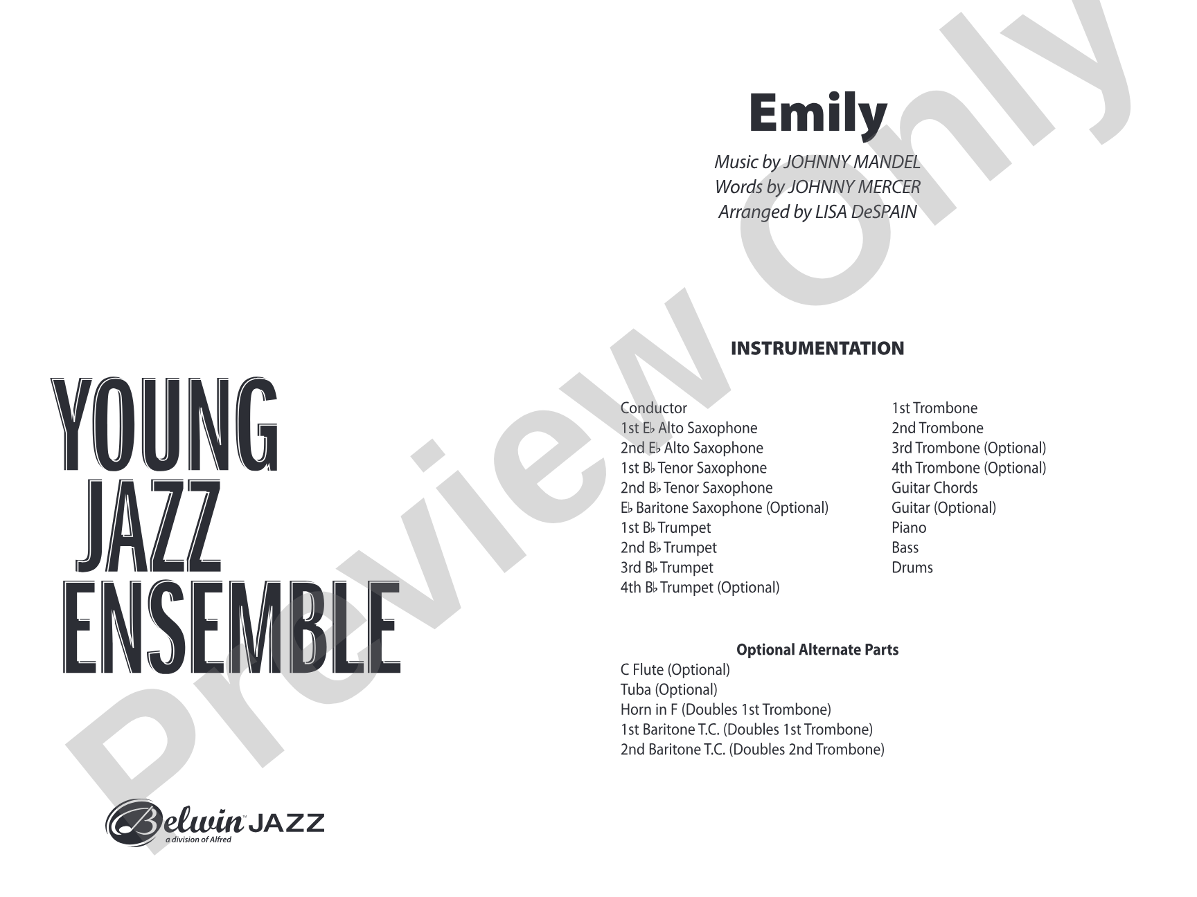 Emily: Jazz Ensemble Conductor Score & Parts