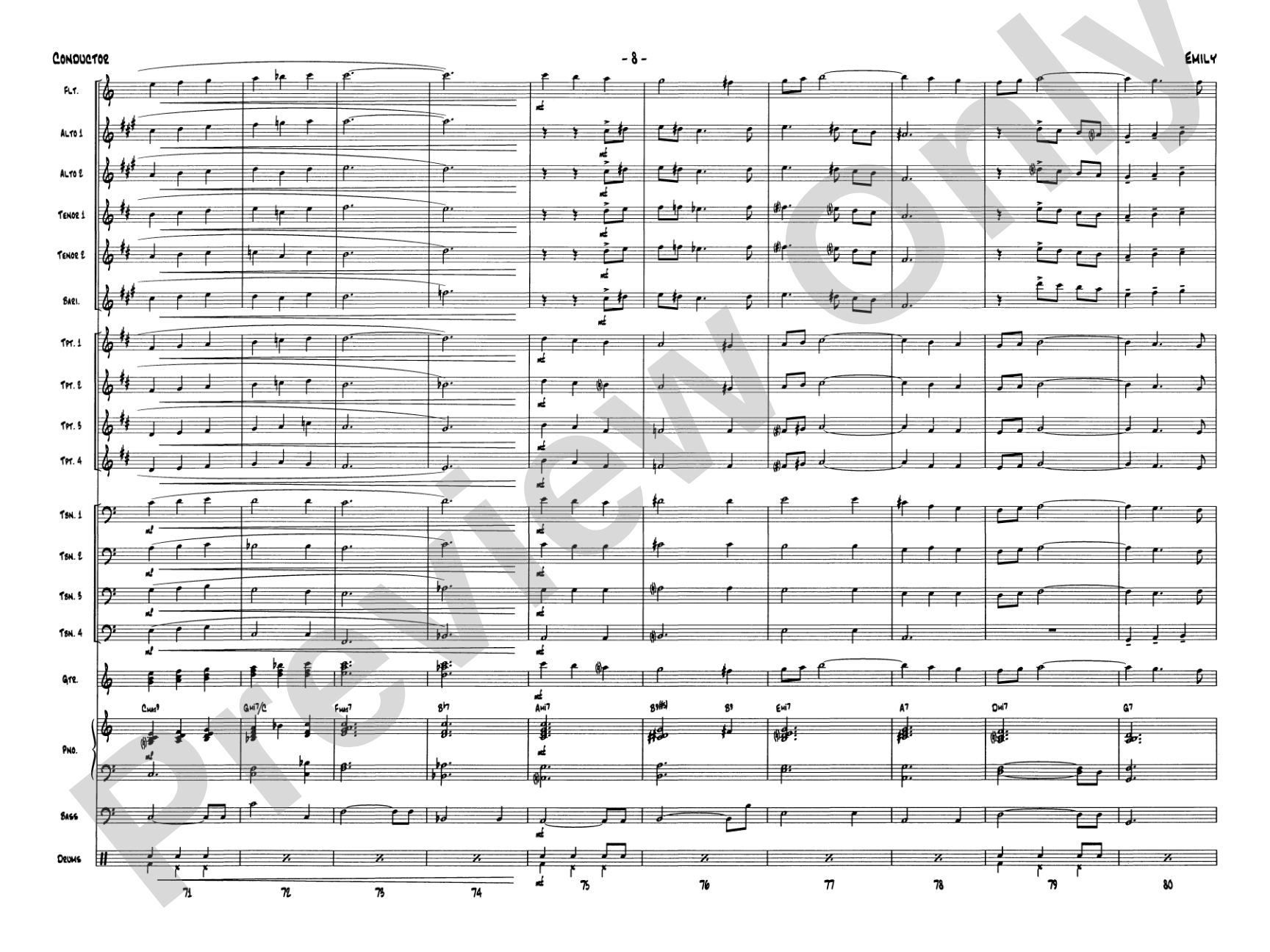 Emily: Jazz Ensemble Conductor Score & Parts