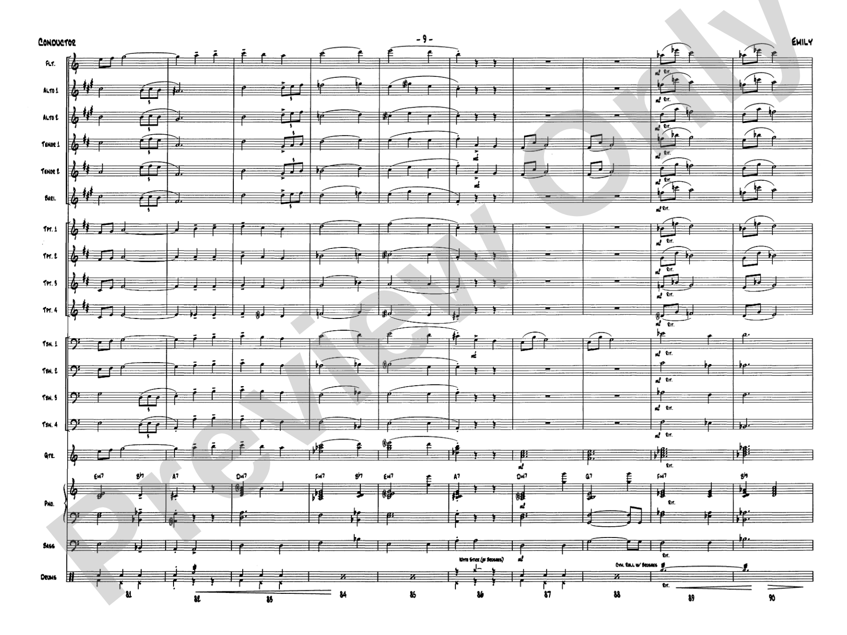 Emily: Jazz Ensemble Conductor Score & Parts