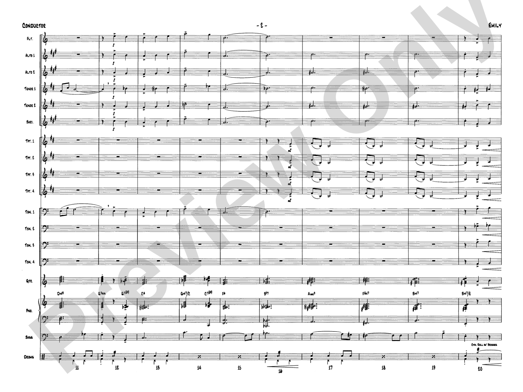 Emily: Jazz Ensemble Conductor Score & Parts
