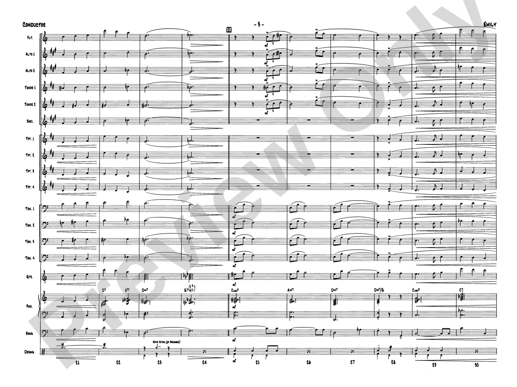 Emily: Jazz Ensemble Conductor Score & Parts
