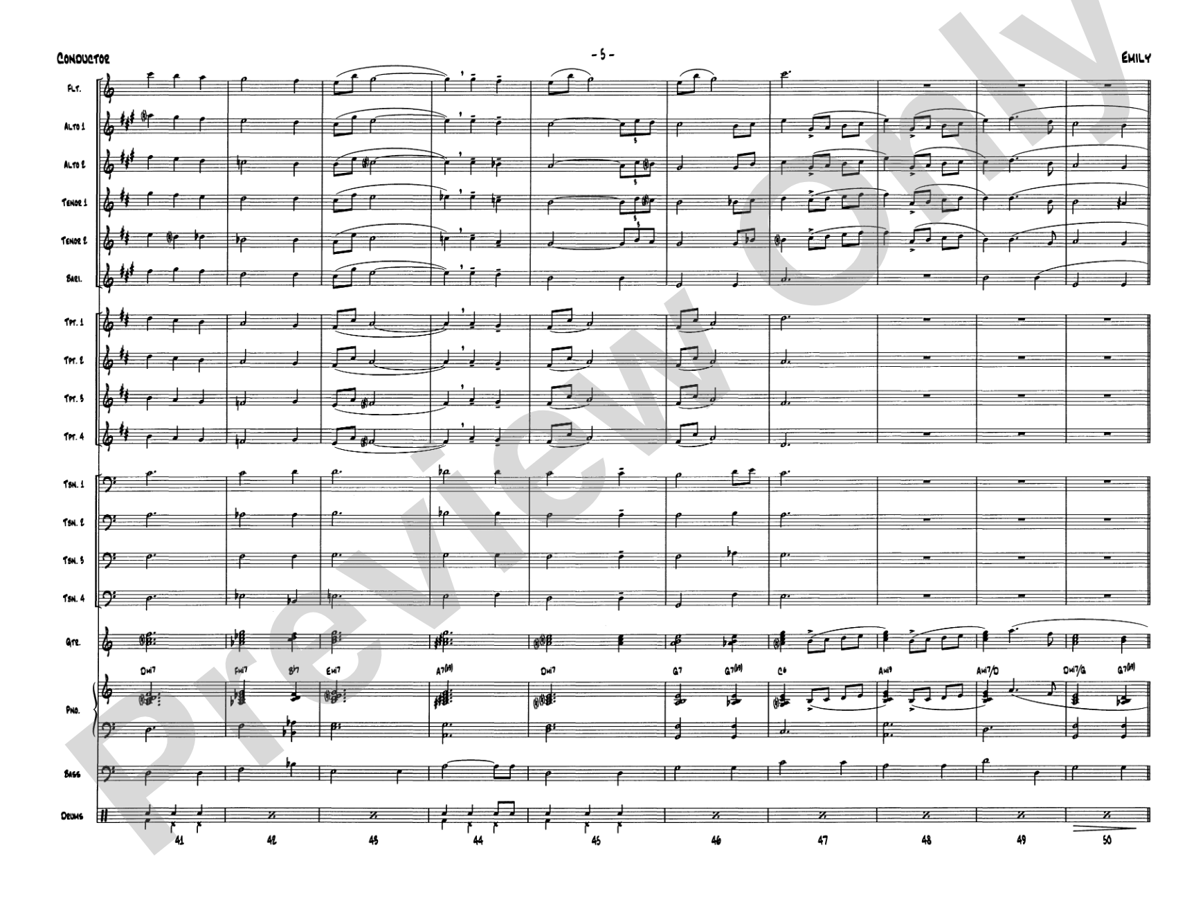 Emily: Jazz Ensemble Conductor Score & Parts
