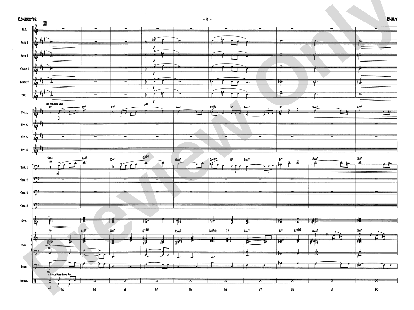 Emily: Jazz Ensemble Conductor Score & Parts