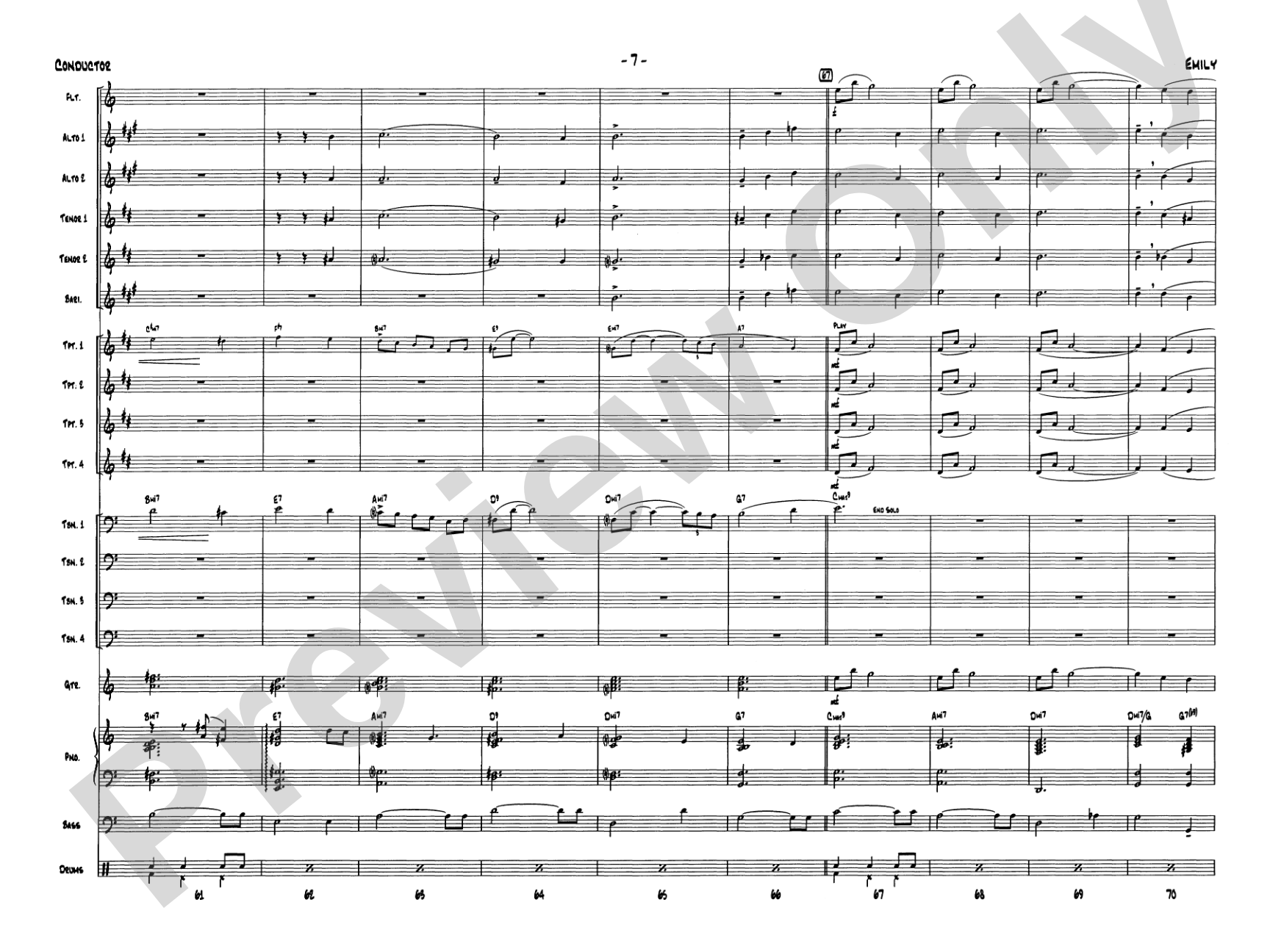 Emily: Jazz Ensemble Conductor Score & Parts