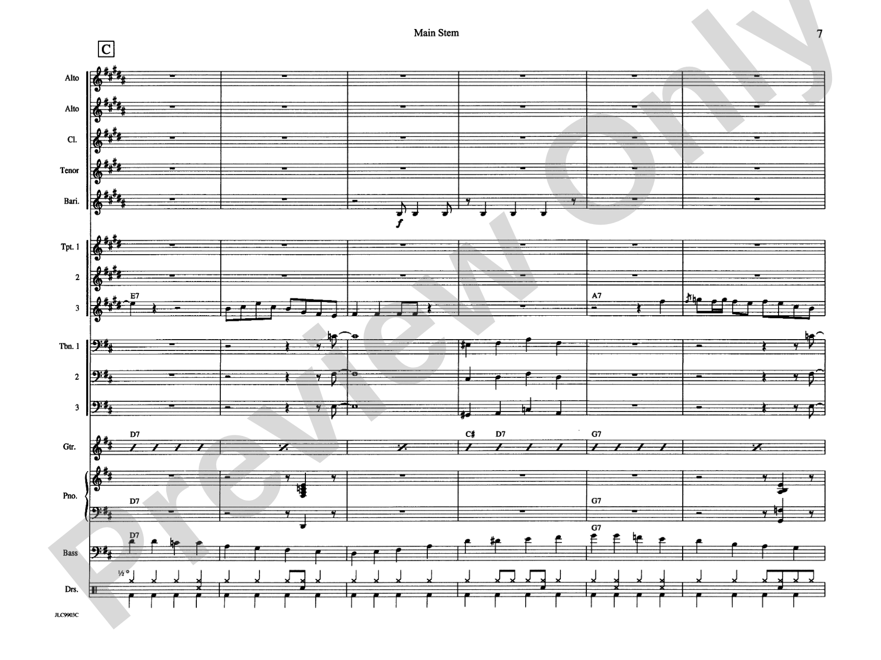 Main Stem: Jazz Ensemble Conductor Score & Parts