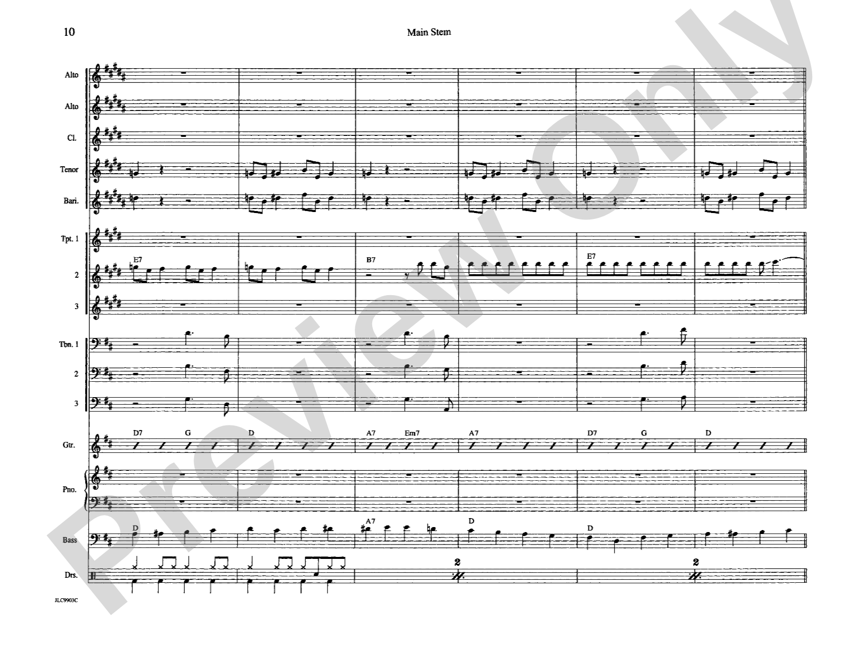 Main Stem: Jazz Ensemble Conductor Score & Parts