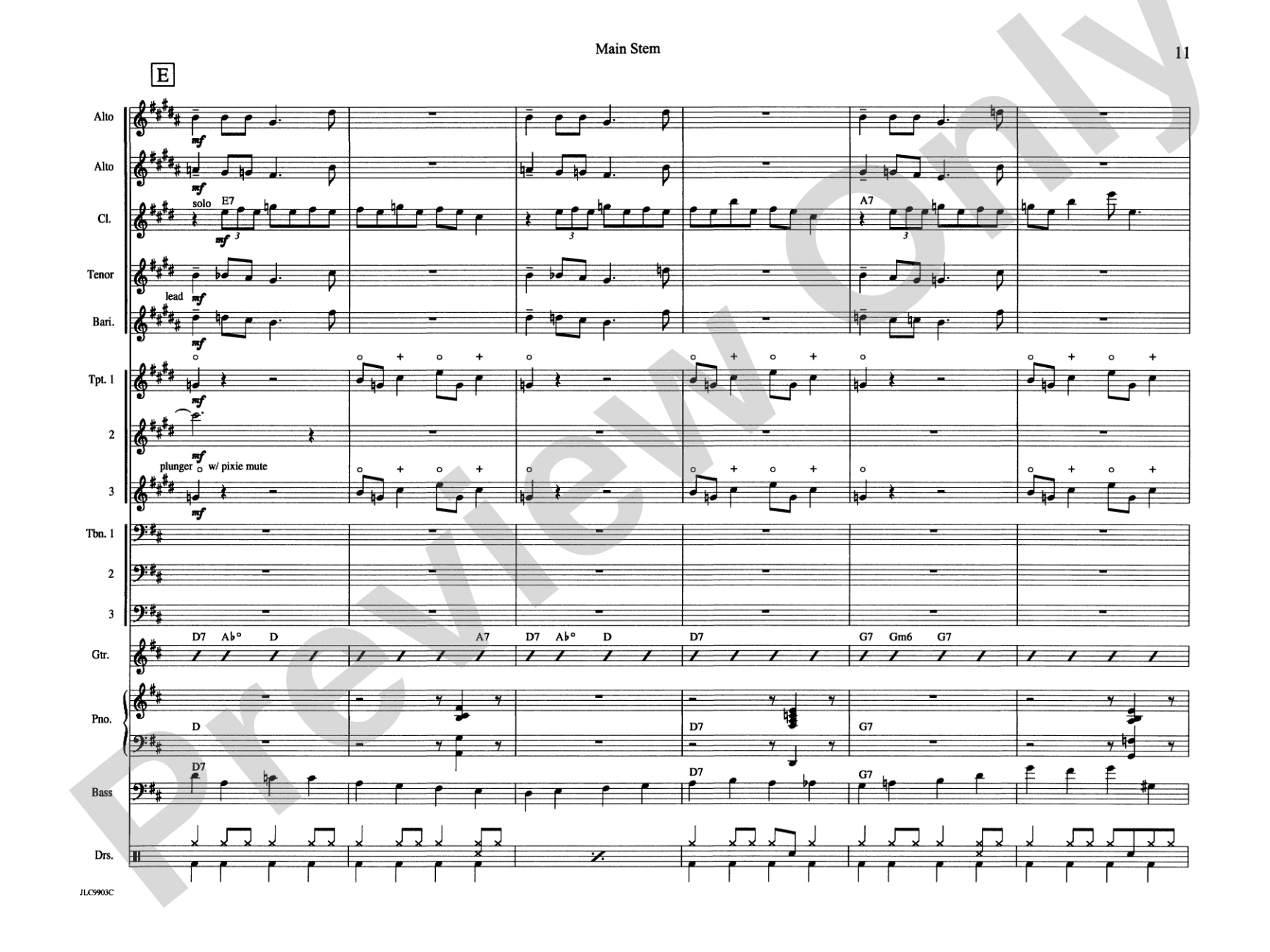 Main Stem: Jazz Ensemble Conductor Score & Parts