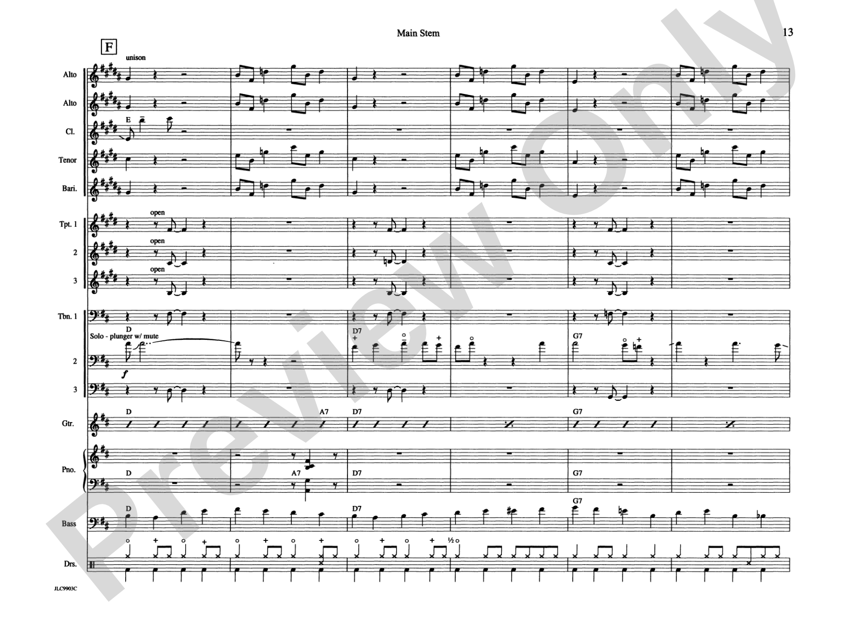 Main Stem: Jazz Ensemble Conductor Score & Parts