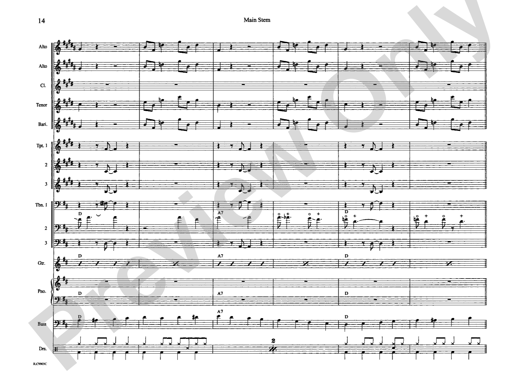 Main Stem: Jazz Ensemble Conductor Score & Parts