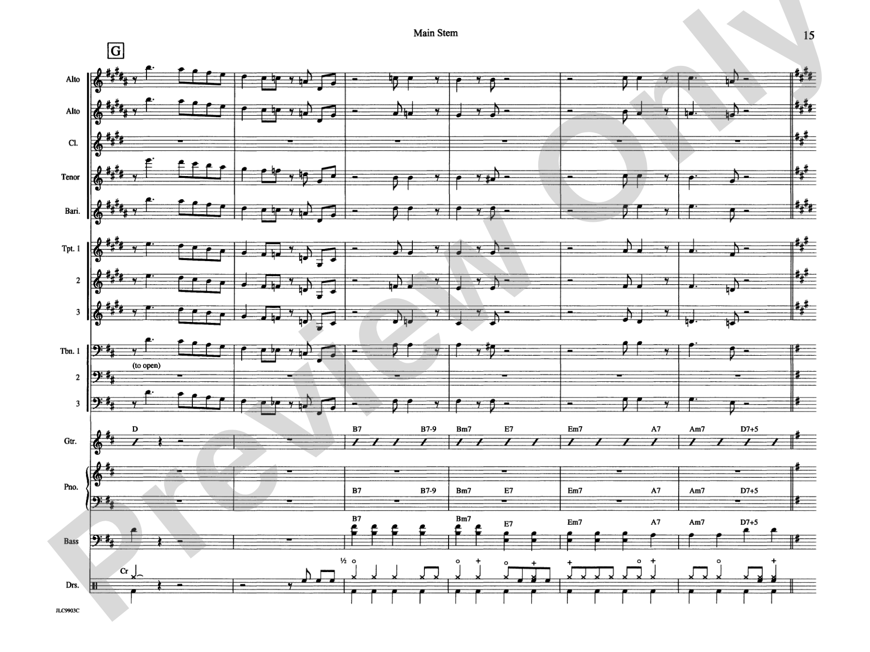 Main Stem: Jazz Ensemble Conductor Score & Parts