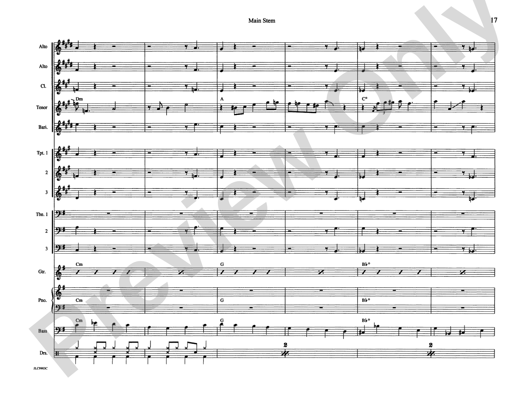 Main Stem: Jazz Ensemble Conductor Score & Parts