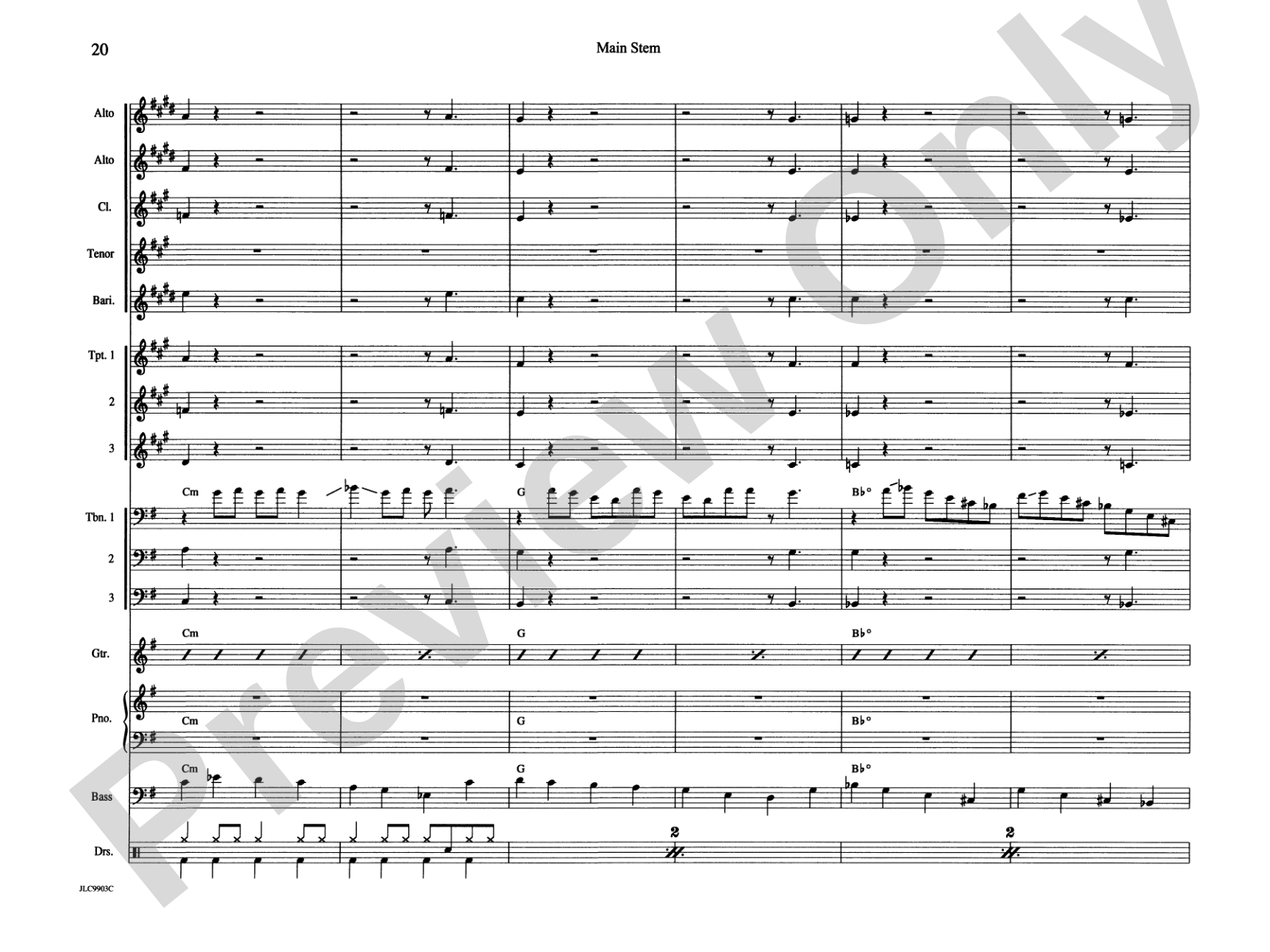 Main Stem: Jazz Ensemble Conductor Score & Parts