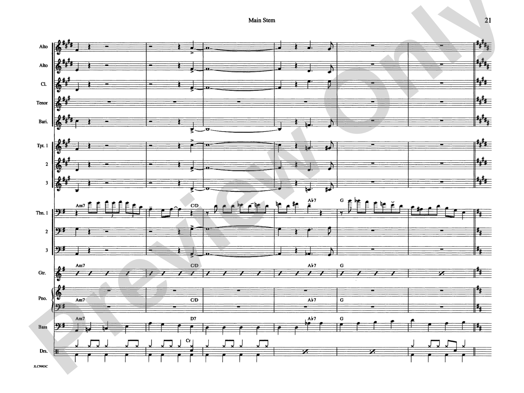 Main Stem: Jazz Ensemble Conductor Score & Parts