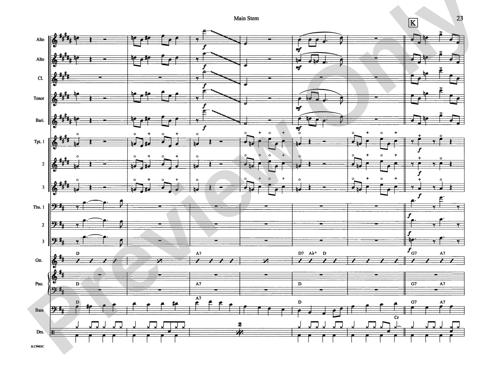 Main Stem: Jazz Ensemble Conductor Score & Parts