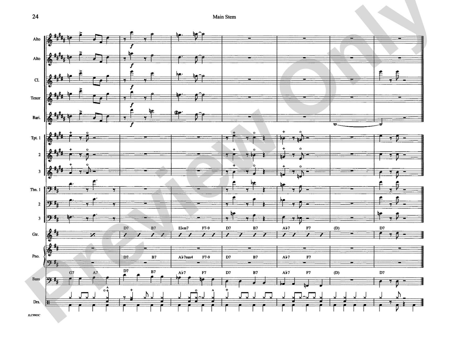 Main Stem: Jazz Ensemble Conductor Score & Parts