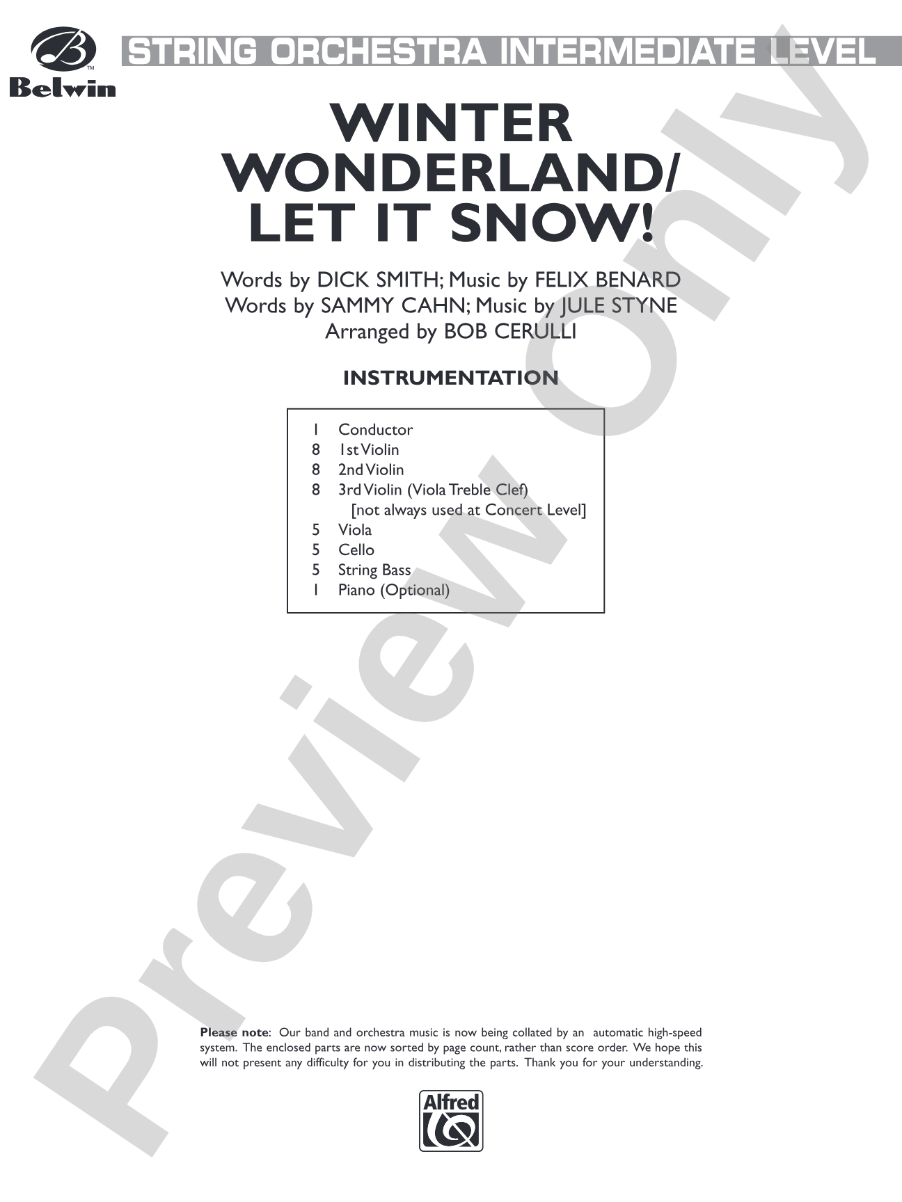 Winter Wonderland / Let It Snow!: String Orchestra Conductor Score & Parts