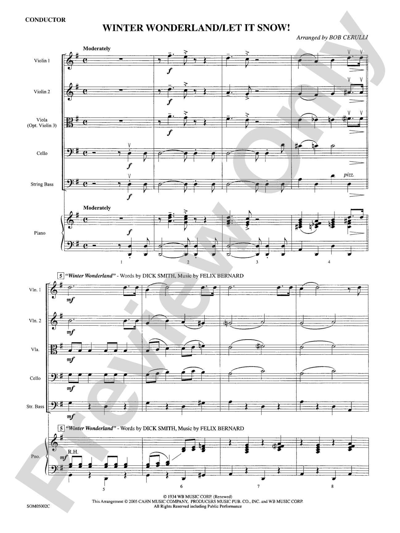 Winter Wonderland / Let It Snow!: String Orchestra Conductor Score & Parts