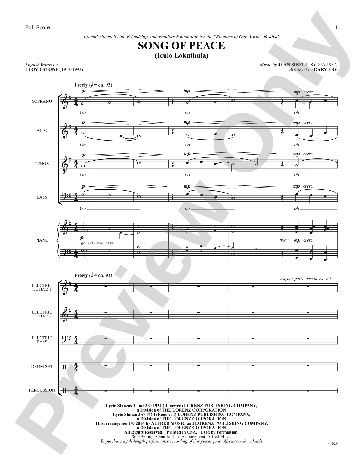 Song of Peace: Score: Choral SoundPax