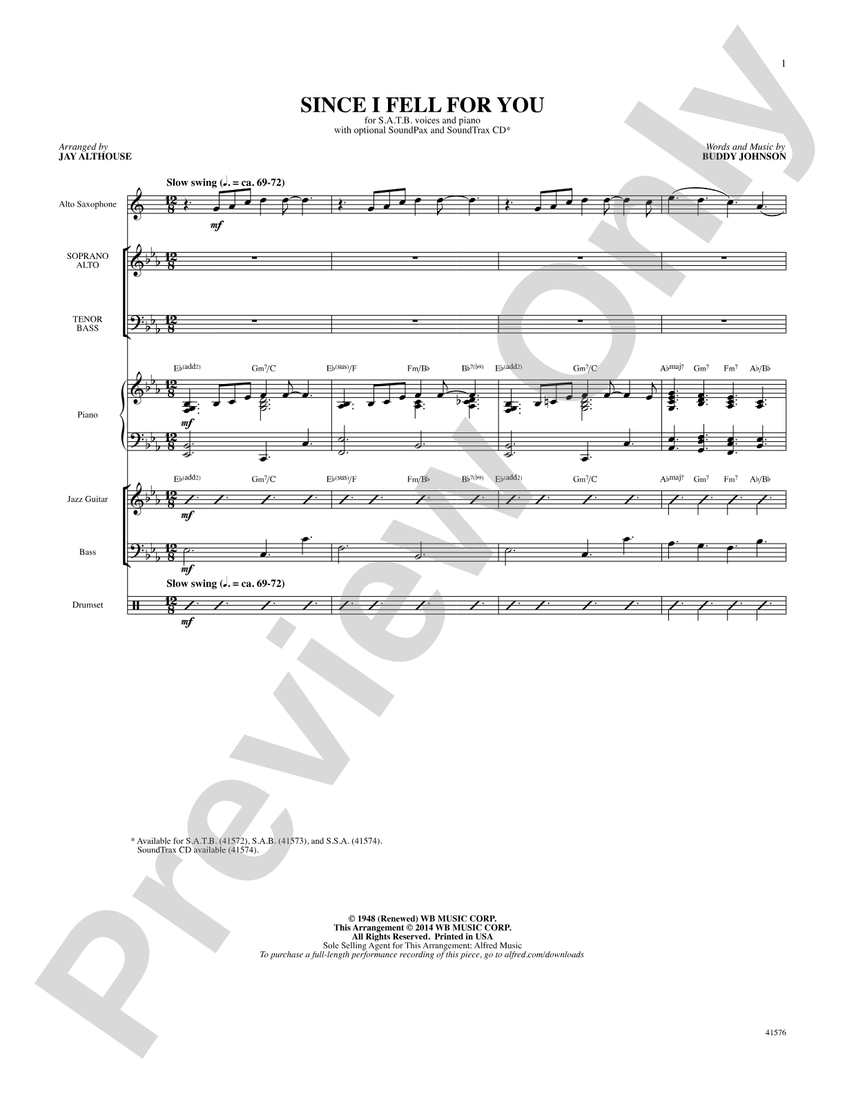 Since I Fell For You: Score: Choral SoundPax