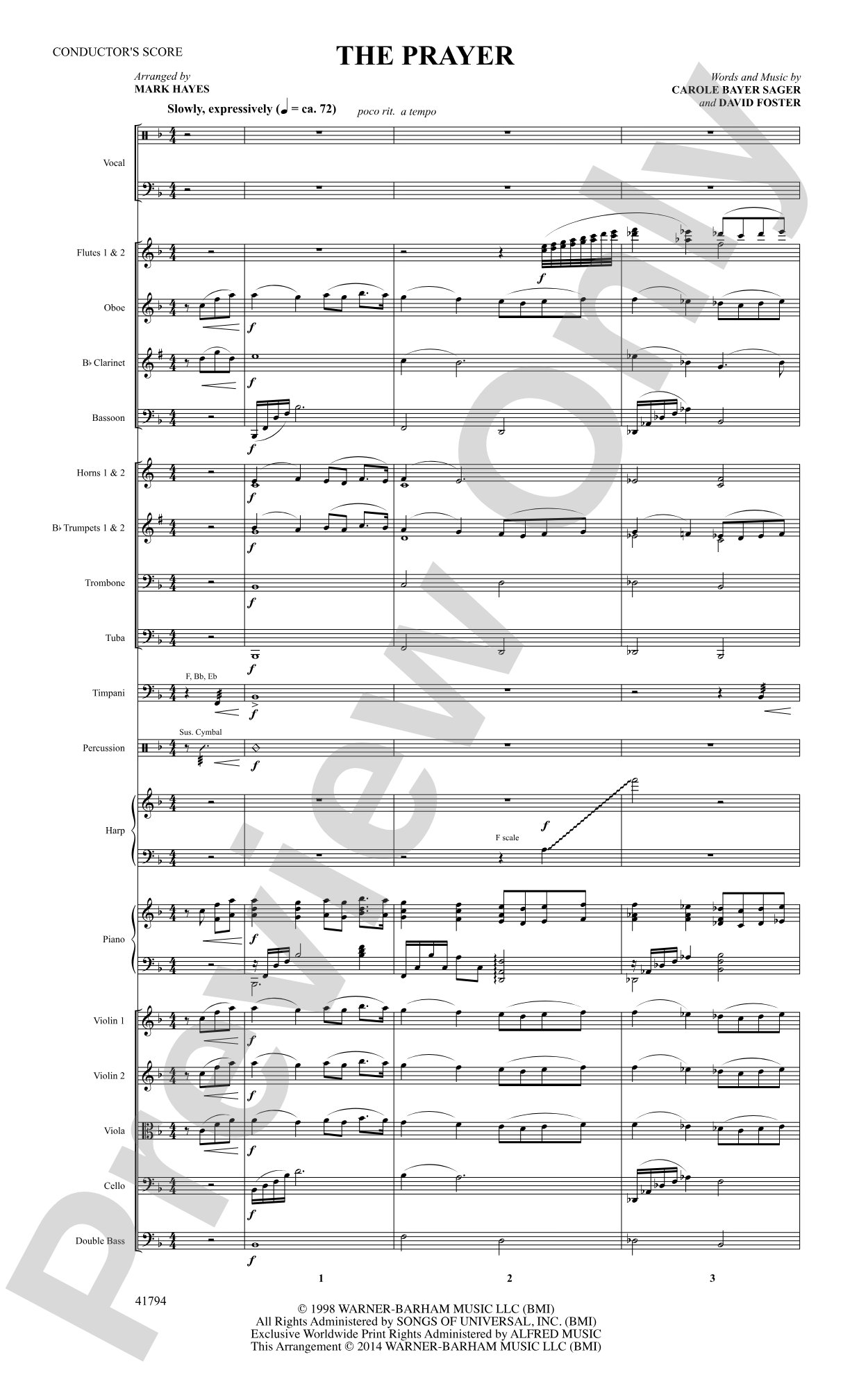 The Prayer: Score: Choral SoundPax